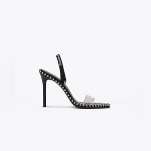 ALEXANDER WANG Black Nova Studded Slingback Sandal Heels